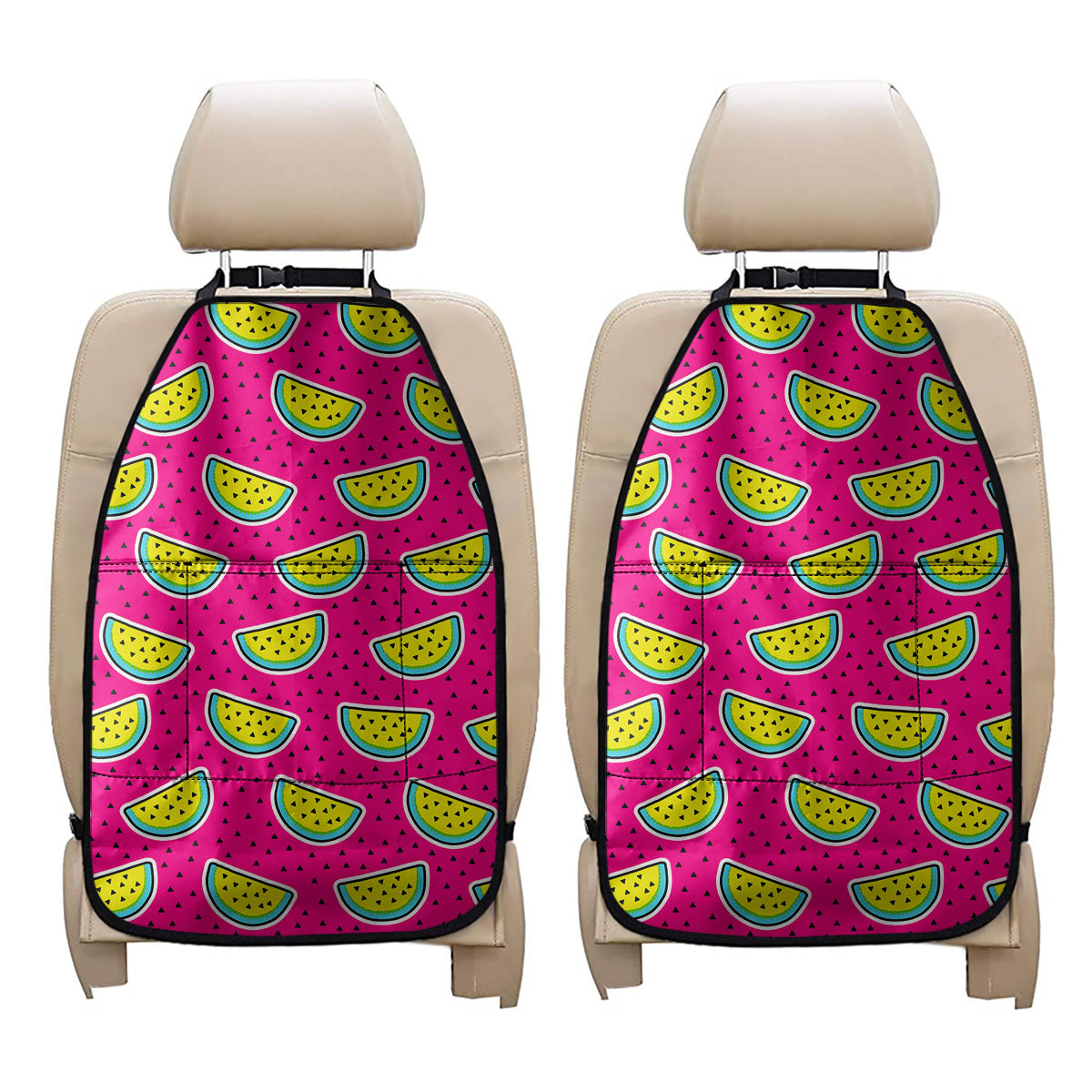 Purple Fancy Watermelon Pattern Print Car Seat Organizers