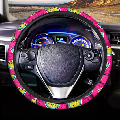 Purple Fancy Watermelon Pattern Print Car Steering Wheel Cover