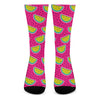 Purple Fancy Watermelon Pattern Print Crew Socks