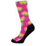 Purple Fancy Watermelon Pattern Print Crew Socks