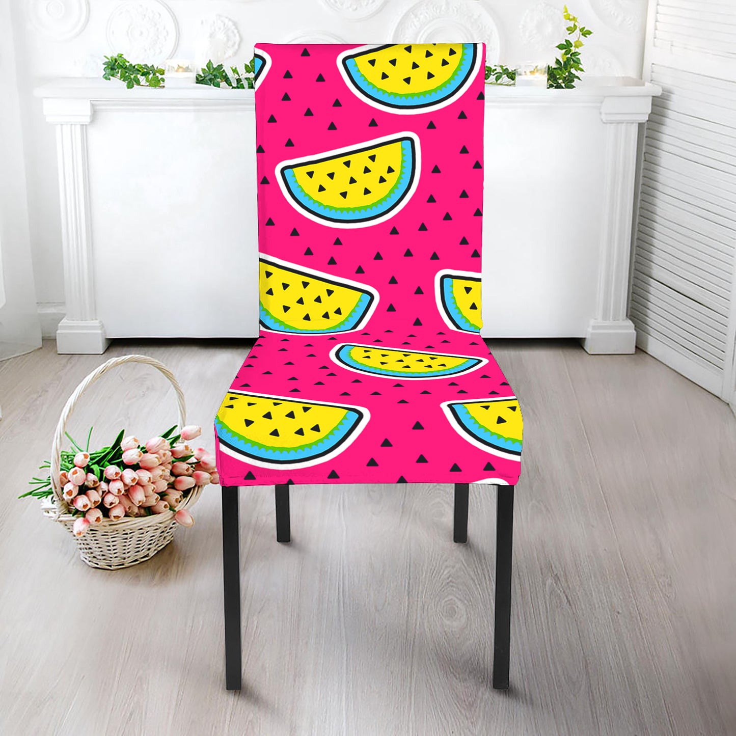 Purple Fancy Watermelon Pattern Print Dining Chair Slipcover