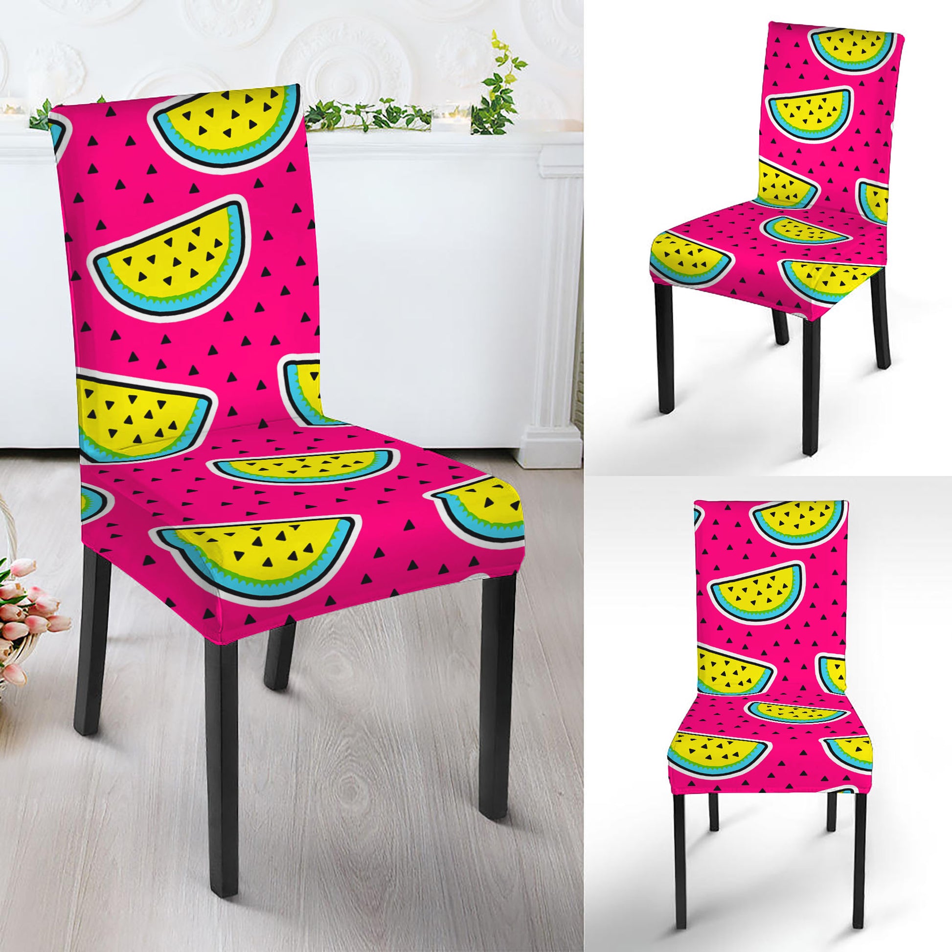 Purple Fancy Watermelon Pattern Print Dining Chair Slipcover