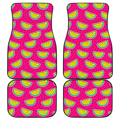 Purple Fancy Watermelon Pattern Print Front and Back Car Floor Mats
