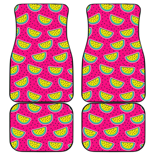 Purple Fancy Watermelon Pattern Print Front and Back Car Floor Mats
