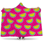 Purple Fancy Watermelon Pattern Print Hooded Blanket