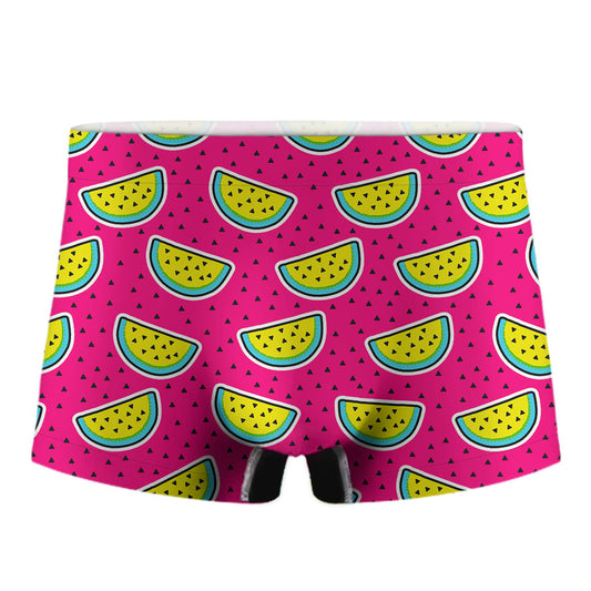 Purple Fancy Watermelon Pattern Print Men's Boxer Briefs