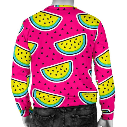 Purple Fancy Watermelon Pattern Print Men's Crewneck Sweatshirt GearFrost