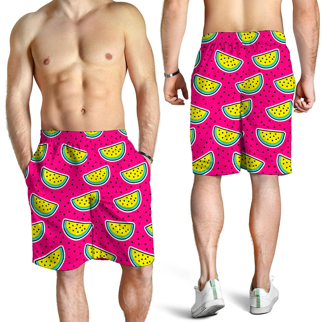 Purple Fancy Watermelon Pattern Print Men's Shorts