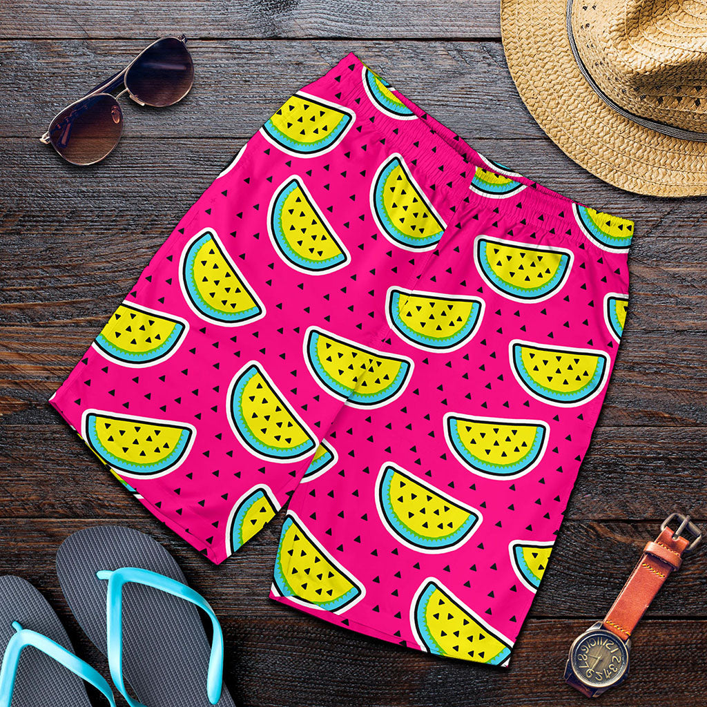 Purple Fancy Watermelon Pattern Print Men's Shorts