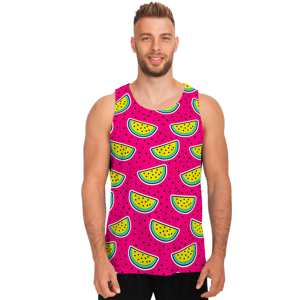 Purple Fancy Watermelon Pattern Print Men's Tank Top