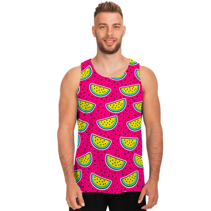 Purple Fancy Watermelon Pattern Print Men's Tank Top