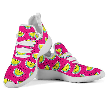 Purple Fancy Watermelon Pattern Print Mesh Knit Shoes GearFrost