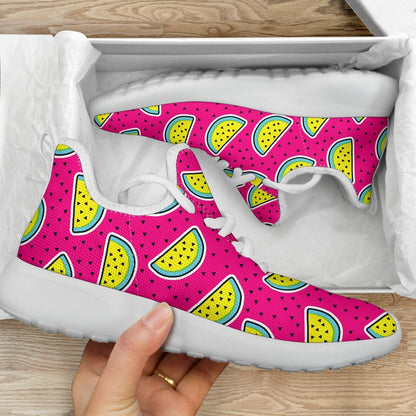 Purple Fancy Watermelon Pattern Print Mesh Knit Shoes GearFrost
