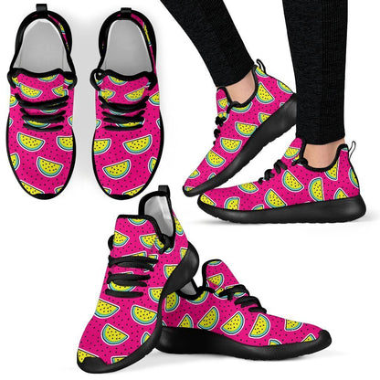 Purple Fancy Watermelon Pattern Print Mesh Knit Shoes GearFrost