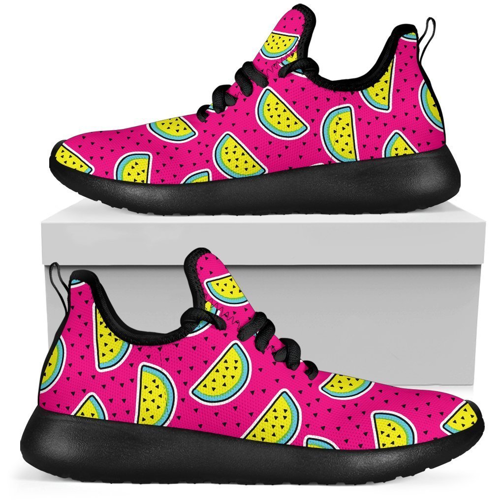 Purple Fancy Watermelon Pattern Print Mesh Knit Shoes GearFrost