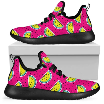 Purple Fancy Watermelon Pattern Print Mesh Knit Shoes GearFrost