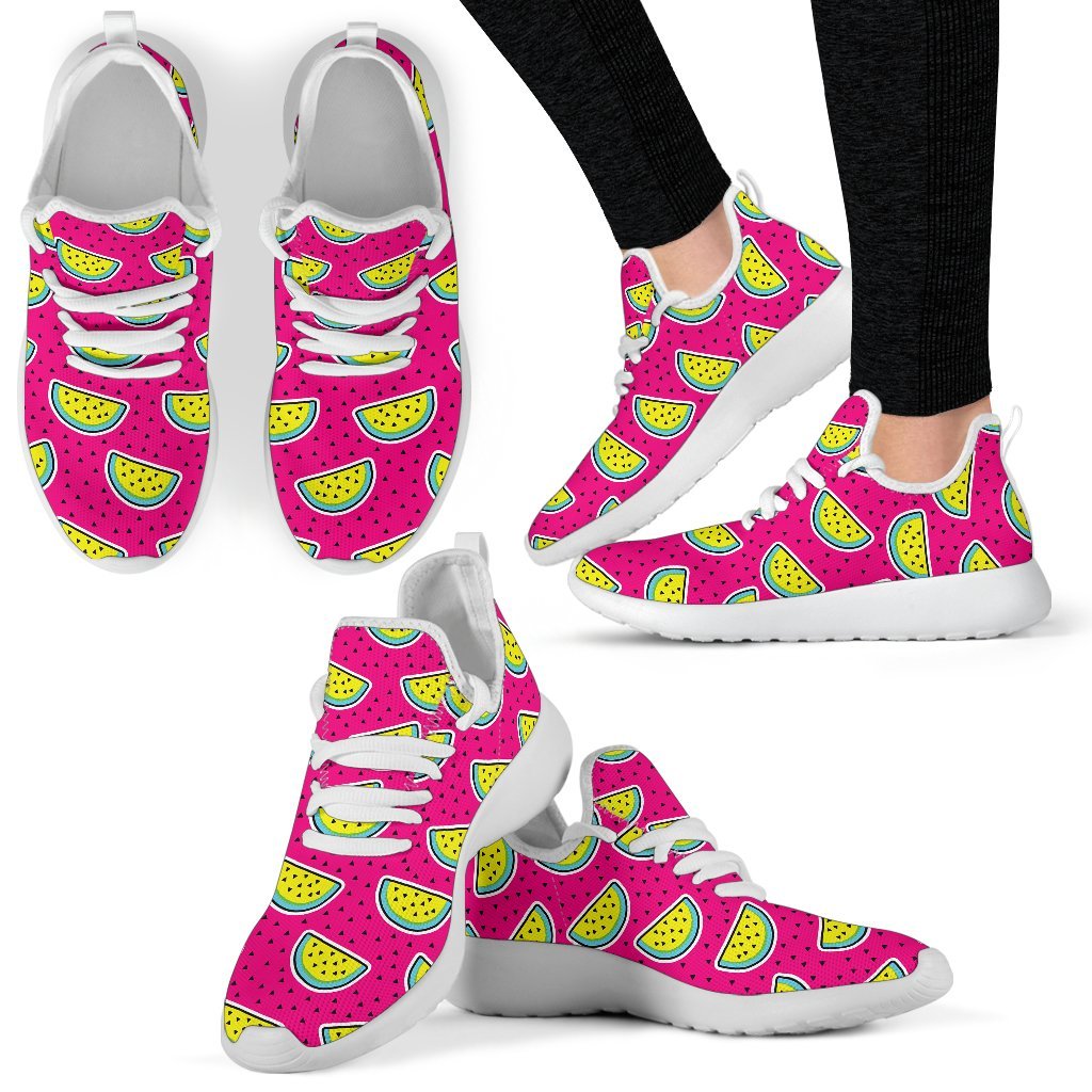 Purple Fancy Watermelon Pattern Print Mesh Knit Shoes GearFrost