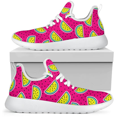 Purple Fancy Watermelon Pattern Print Mesh Knit Shoes GearFrost