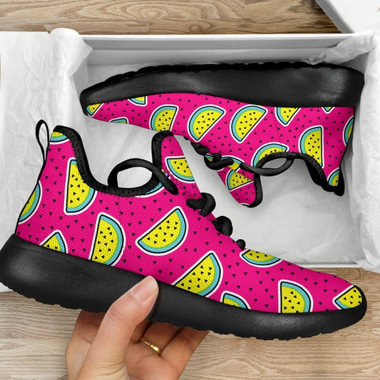 Purple Fancy Watermelon Pattern Print Mesh Knit Shoes GearFrost