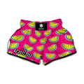 Purple Fancy Watermelon Pattern Print Muay Thai Boxing Shorts
