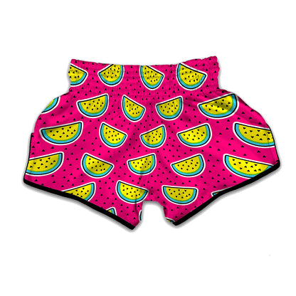 Purple Fancy Watermelon Pattern Print Muay Thai Boxing Shorts