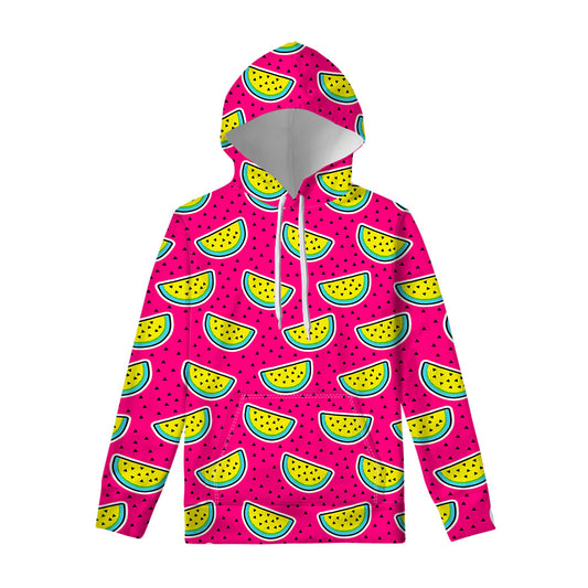 Purple Fancy Watermelon Pattern Print Pullover Hoodie