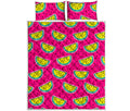 Purple Fancy Watermelon Pattern Print Quilt Bed Set