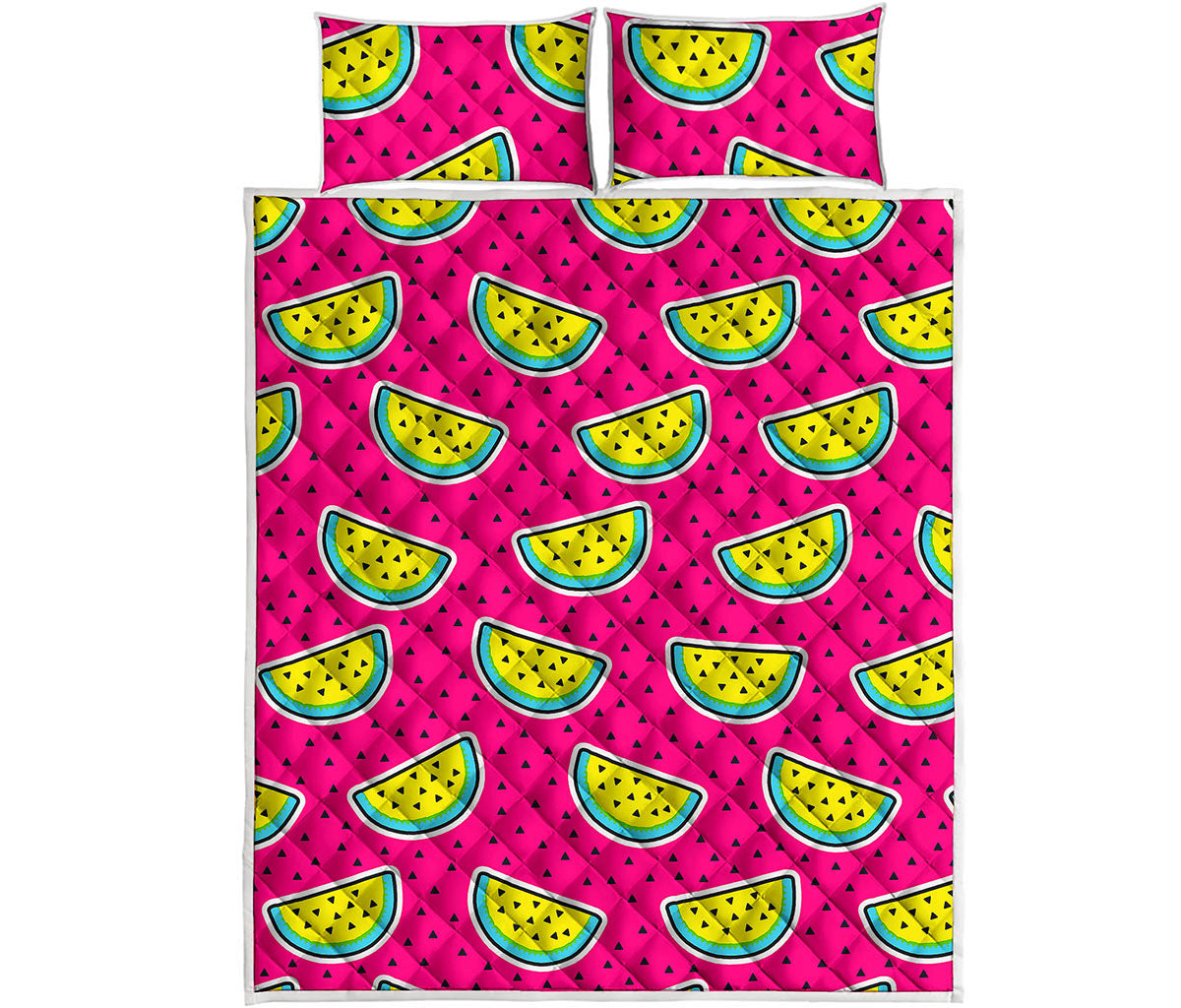 Purple Fancy Watermelon Pattern Print Quilt Bed Set