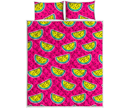 Purple Fancy Watermelon Pattern Print Quilt Bed Set