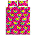 Purple Fancy Watermelon Pattern Print Quilt Bed Set