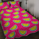Purple Fancy Watermelon Pattern Print Quilt Bed Set