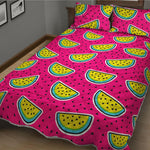 Purple Fancy Watermelon Pattern Print Quilt Bed Set
