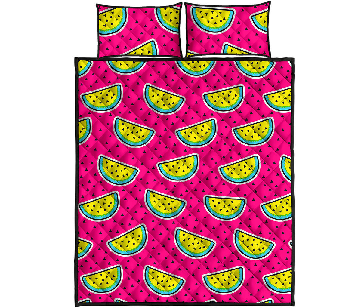 Purple Fancy Watermelon Pattern Print Quilt Bed Set