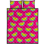 Purple Fancy Watermelon Pattern Print Quilt Bed Set