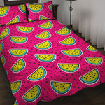 Purple Fancy Watermelon Pattern Print Quilt Bed Set
