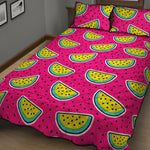 Purple Fancy Watermelon Pattern Print Quilt Bed Set
