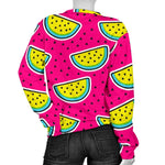 Purple Fancy Watermelon Pattern Print Women's Crewneck Sweatshirt GearFrost