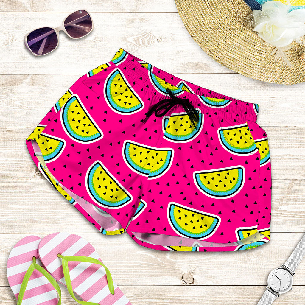 Purple Fancy Watermelon Pattern Print Women's Shorts