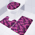 Purple Floral Flower Pattern Print 3 Piece Bath Mat Set