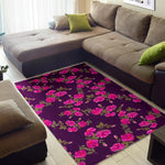 Purple Floral Flower Pattern Print Area Rug GearFrost