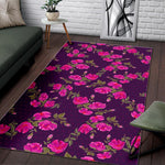 Purple Floral Flower Pattern Print Area Rug GearFrost