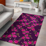 Purple Floral Flower Pattern Print Area Rug GearFrost