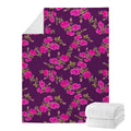 Purple Floral Flower Pattern Print Blanket