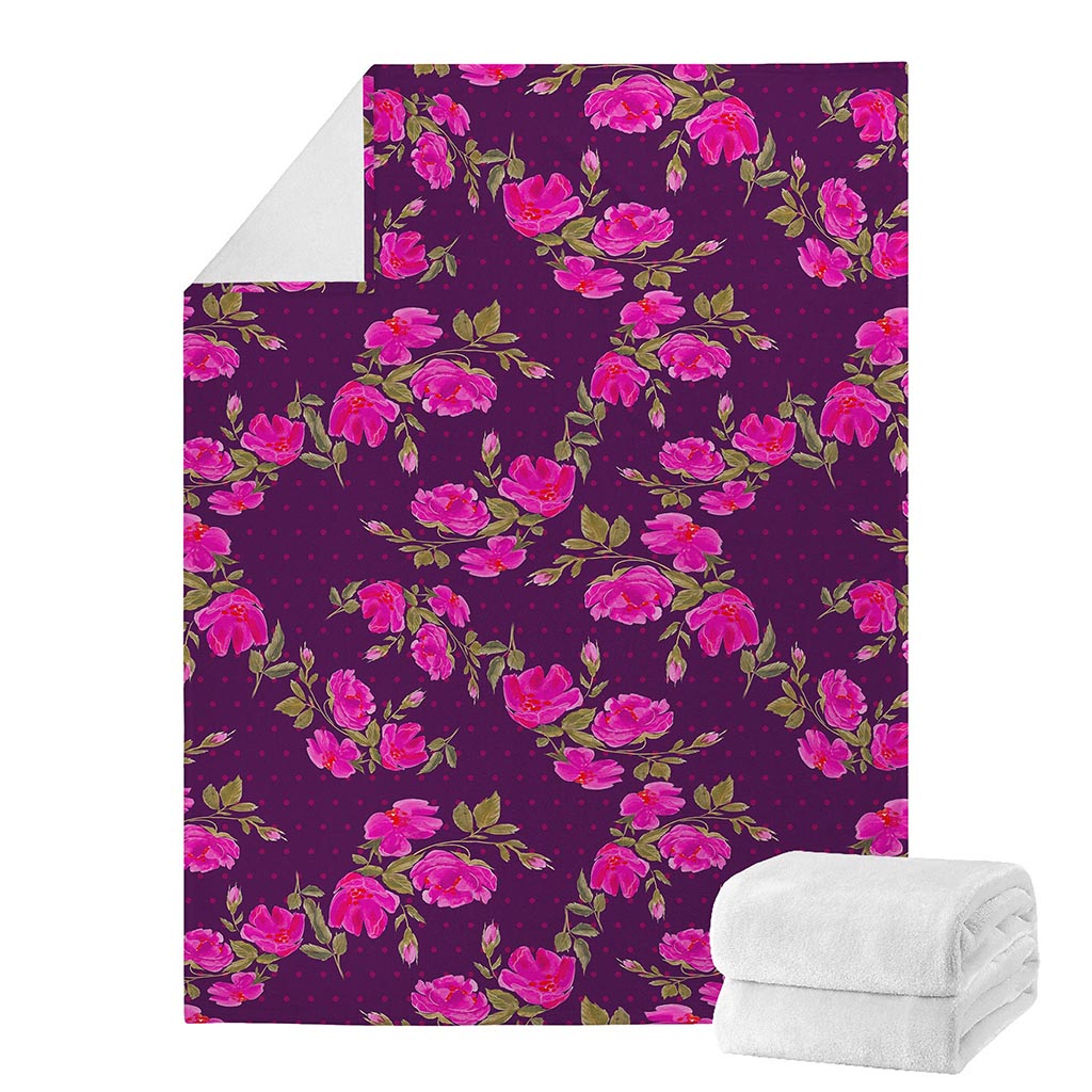 Purple Floral Flower Pattern Print Blanket