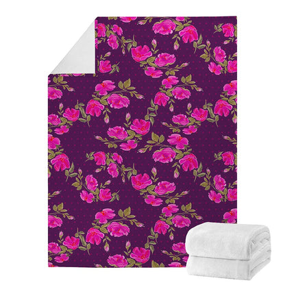 Purple Floral Flower Pattern Print Blanket