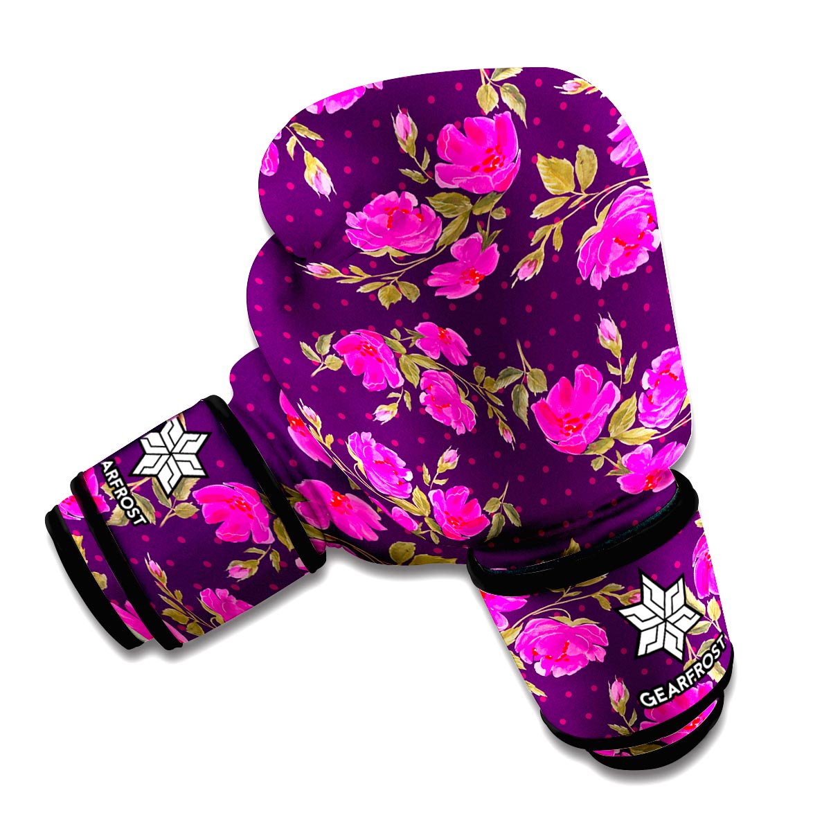 Purple Floral Flower Pattern Print Boxing Gloves