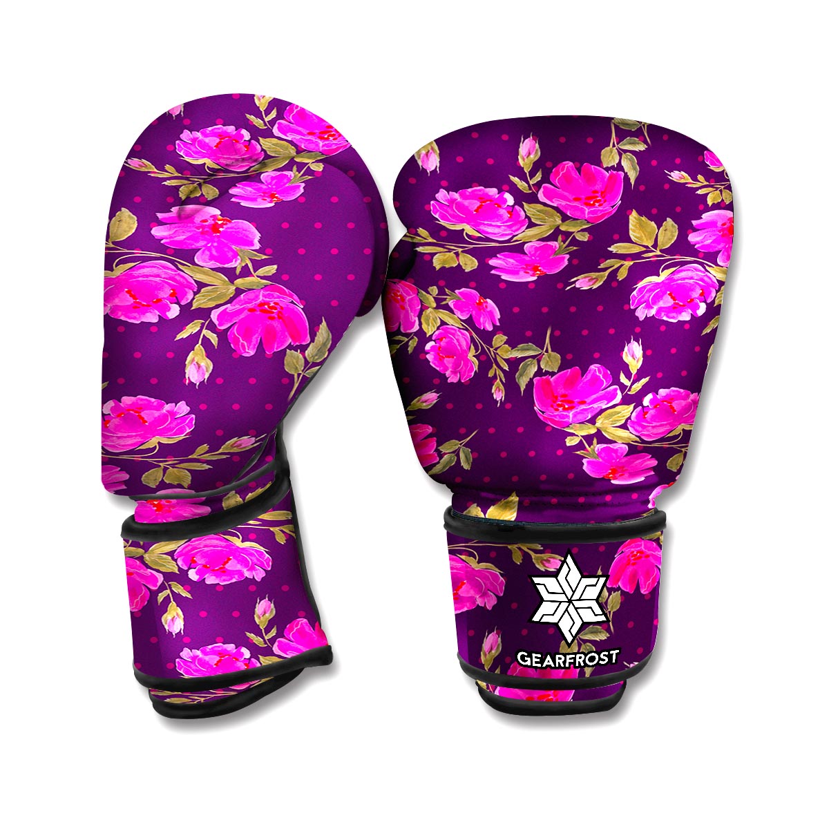 Purple Floral Flower Pattern Print Boxing Gloves