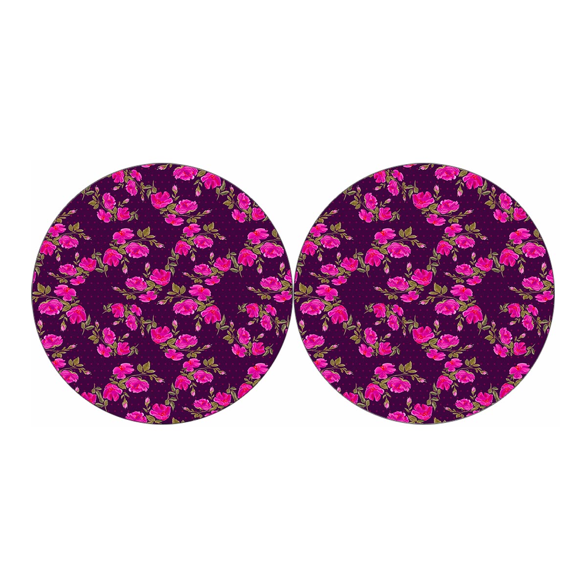 Purple Floral Flower Pattern Print Car Coasters