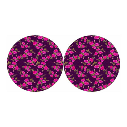 Purple Floral Flower Pattern Print Car Coasters