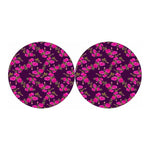 Purple Floral Flower Pattern Print Car Coasters